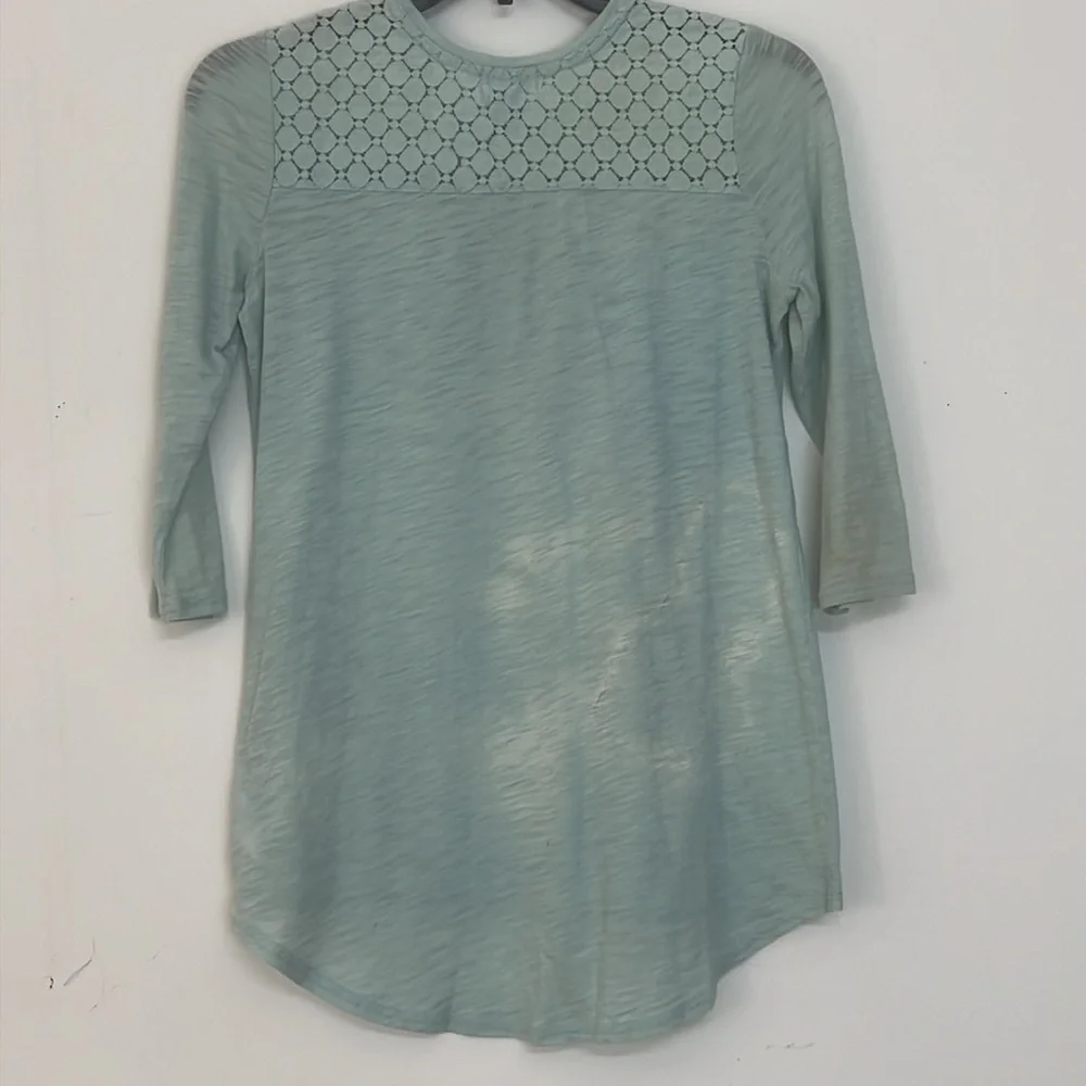 🌞 Old Navy distressed light green lace high low tunic girl XL